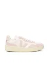 Veja White And Pink Elevated Sneakers With Textured Detailing