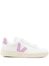 Veja V-12 Leather Sneakers White And Orchid Color