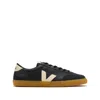 Veja Volley Panelled Grained Leather Sneakers In Black