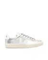Veja Metallic Low Top Sneakers With Rubber Sole In Silver