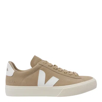 Veja Suede Logo Trainers In Dune Cream