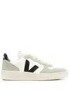 Veja V-10 Leather And Suede Low-top Sneakers In Black