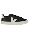 Veja Campo Black And White Low Top Sneakers In Vegan Leather Man In Black