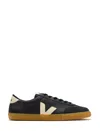 Veja Volley Panelled Grained Leather Sneakers In Black