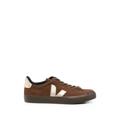 Veja Campo Logo-detail Suede Sneakers In Brown