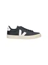 Veja Campo Leather Logo Patch Sneakers In Black
