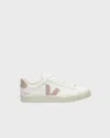 Veja White And Pink Leather Esplar Logo Sneakers In White