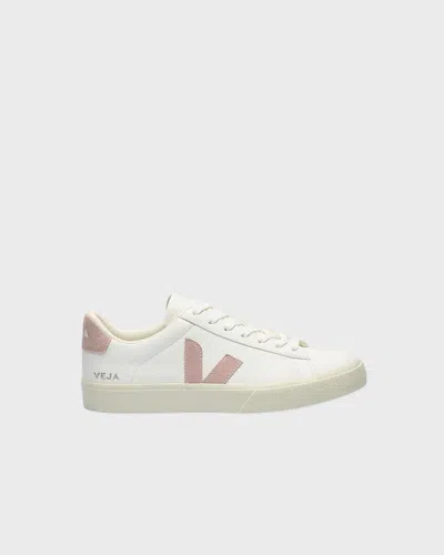 Veja White And Pink Leather Esplar Logo Sneakers