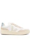 Veja V-90 Leather Low-top Sneakers In Extra-white Pierre Steel