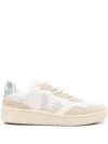 Veja V-90 Leather Low-top Sneakers In Extra-white Pierre Steel
