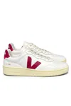 Veja V-90 Leather Sneakers In Extra-white_marsala