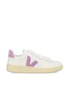 Veja V-12 Leather Sneakers White And Orchid Color In Extra-white_orchid