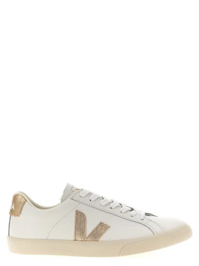 Veja + Net Sustain Esplar Metallic-trimmed Leather Sneakers In White