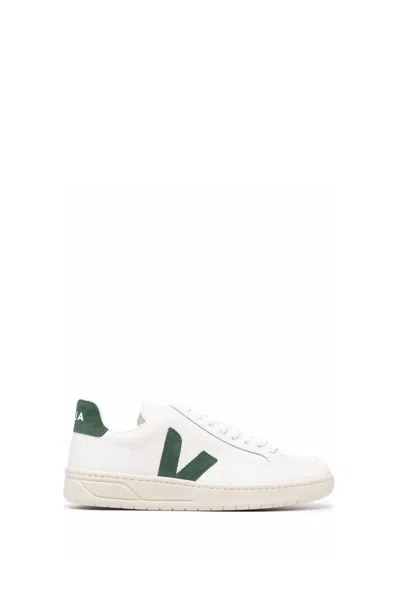 Veja V-12 Leather Sneakers In Orange
