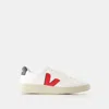 Veja V-10 Lace Up Sneakers In White