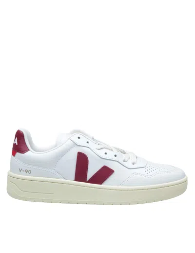 Veja Sneakers V-10 In White And Marsala Leather