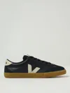 Veja Volley Panelled Grained Leather Sneakers In Black