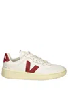 Veja V-90 Panelled Leather Sneakers In White