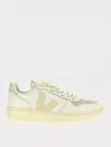 Veja V-10 Bicolor Leather Low-top Sneakers In Beige
