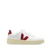 Veja Sneakers V-10 In White And Marsala Leather In White