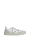 Veja Beige & White V-10 B-mesh Sneakers In White