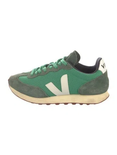Pre-owned Veja Suede Colorblock Pattern Athletic Sneakers In Green
