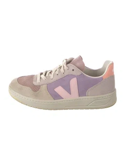 Pre-owned Veja Suede Colorblock Pattern Athletic Sneakers In Purple