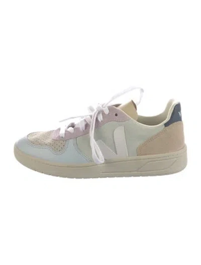 Pre-owned Veja Suede Colorblock Pattern Sneakers In Blue