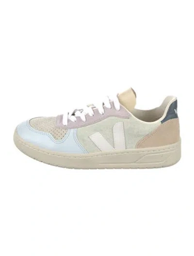 Pre-owned Veja Suede Colorblock Pattern Sneakers In Blue