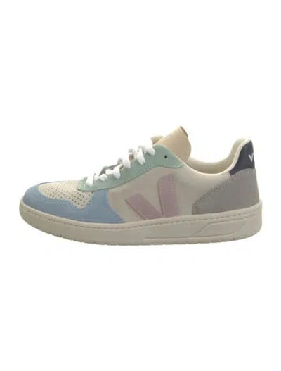 Pre-owned Veja Suede Colorblock Pattern Sneakers In Neutrals