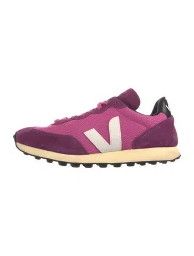 Pre-owned Veja Suede Colorblock Pattern Sneakers In Pink/purple
