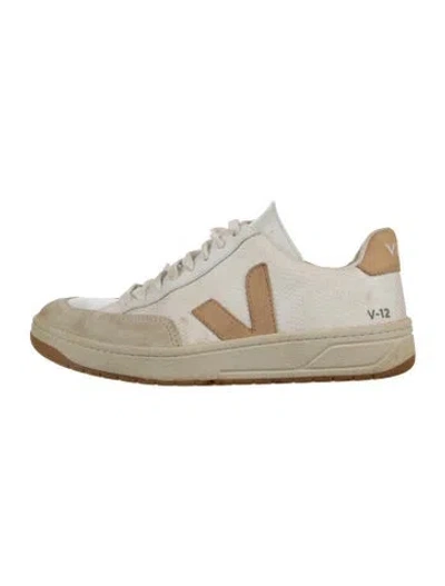Pre-owned Veja Suede Colorblock Pattern Sneakers In White