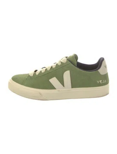 Pre-owned Veja Suede Graphic Print Sneakers In Green