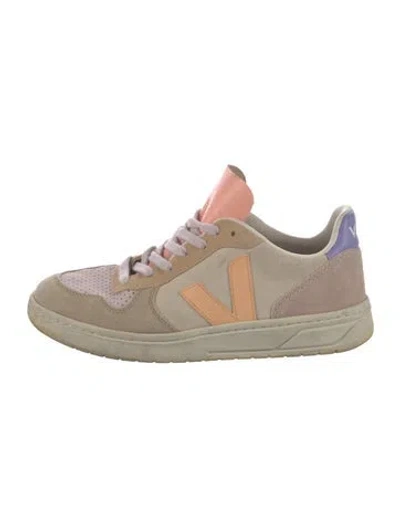 Pre-owned Veja Suede Graphic Print Sneakers In Neutral