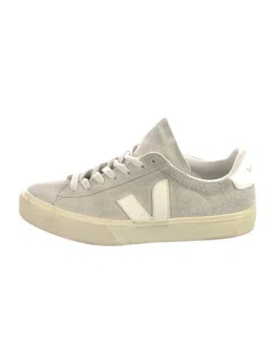 Pre-owned Veja Suede Leather Trim Embellishment Sneakers In Neutral