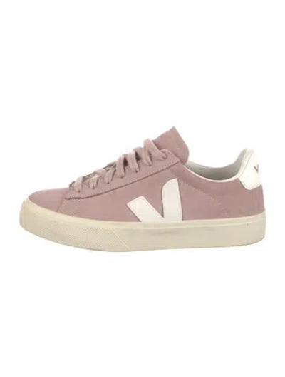 Pre-owned Veja Suede Leather Trim Embellishment Sneakers In Neutrals/pink