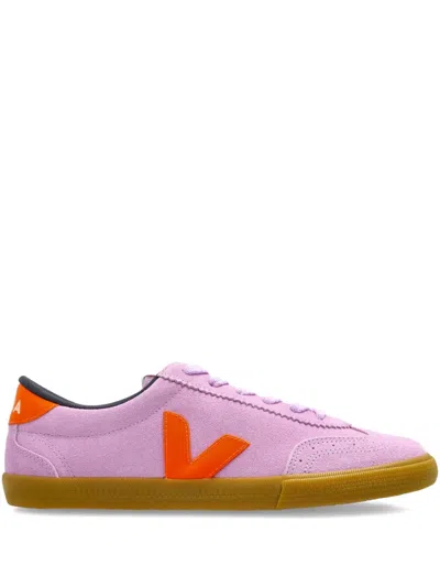 Veja Suede Logo Sneakers In Purple