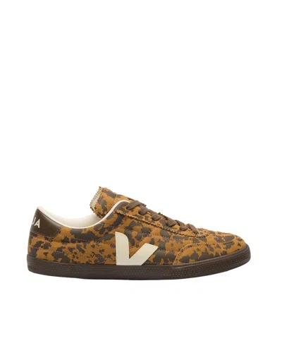 Veja Suede Panel Sneakers With Organic Traced Leather In Brown