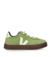 Veja Kids Suede Small Volley Trainers In Green