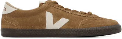Veja Volley Tent Brown And White Suede Sneakers In Neutral