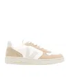 Veja V-10 Panelled Lace-up Sneakers In White