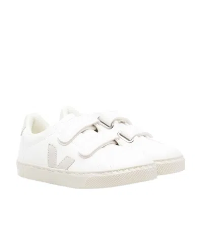 Veja Kids' Touch-strap Calf-leather Shoes In White