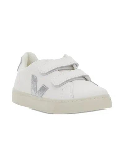 Veja Kids' Touch-strap Sneakers In White