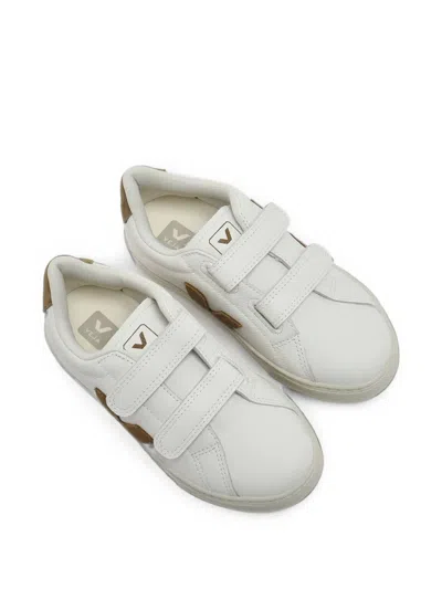 Veja Kids' Touch-strap Sneakers In White