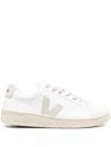 Veja Extra White Parme Magenta Leather V-12 Sneakers In White