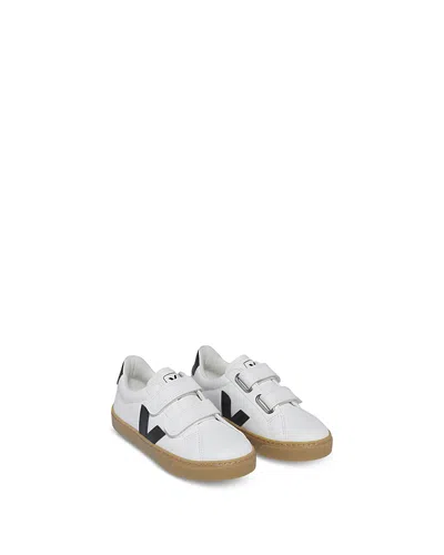 Veja Kids' Esplar Chrome-free Leather Sneakers In White,black