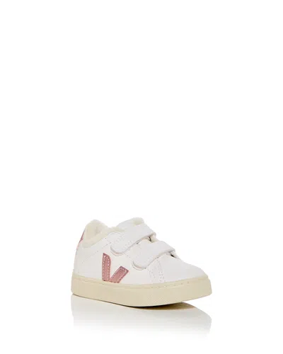 Veja Kids' Unisex Small Esplar Faux Fur Trim Low Top Sneakers - Toddler In Wht Nacre
