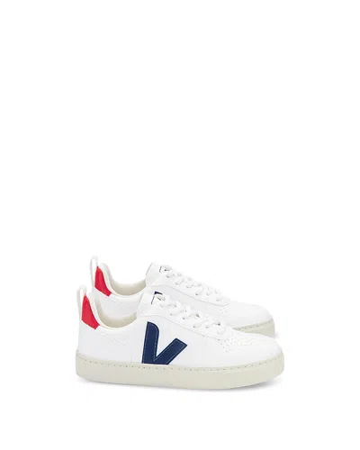 Veja Unisex V-10 Lace-up Sneakers - Big Kid In White