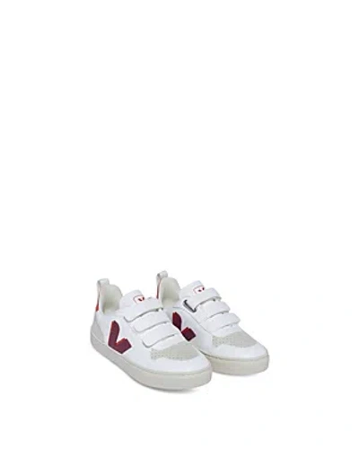 Veja Unisex V-10 Low Top Trainers - Toddler, Little Kid In White Marsala Orange