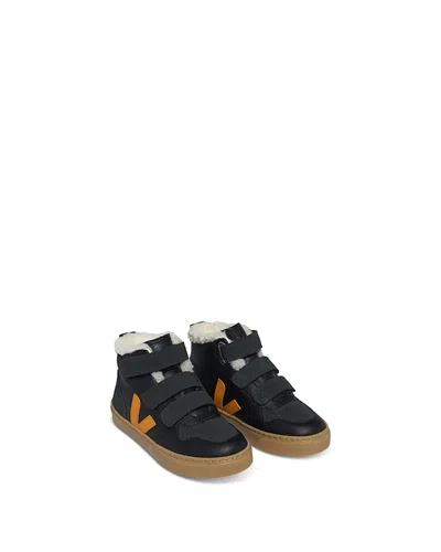 Veja Unisex V-10 Mid Top Sneakers - Little Kid In Black Ouro